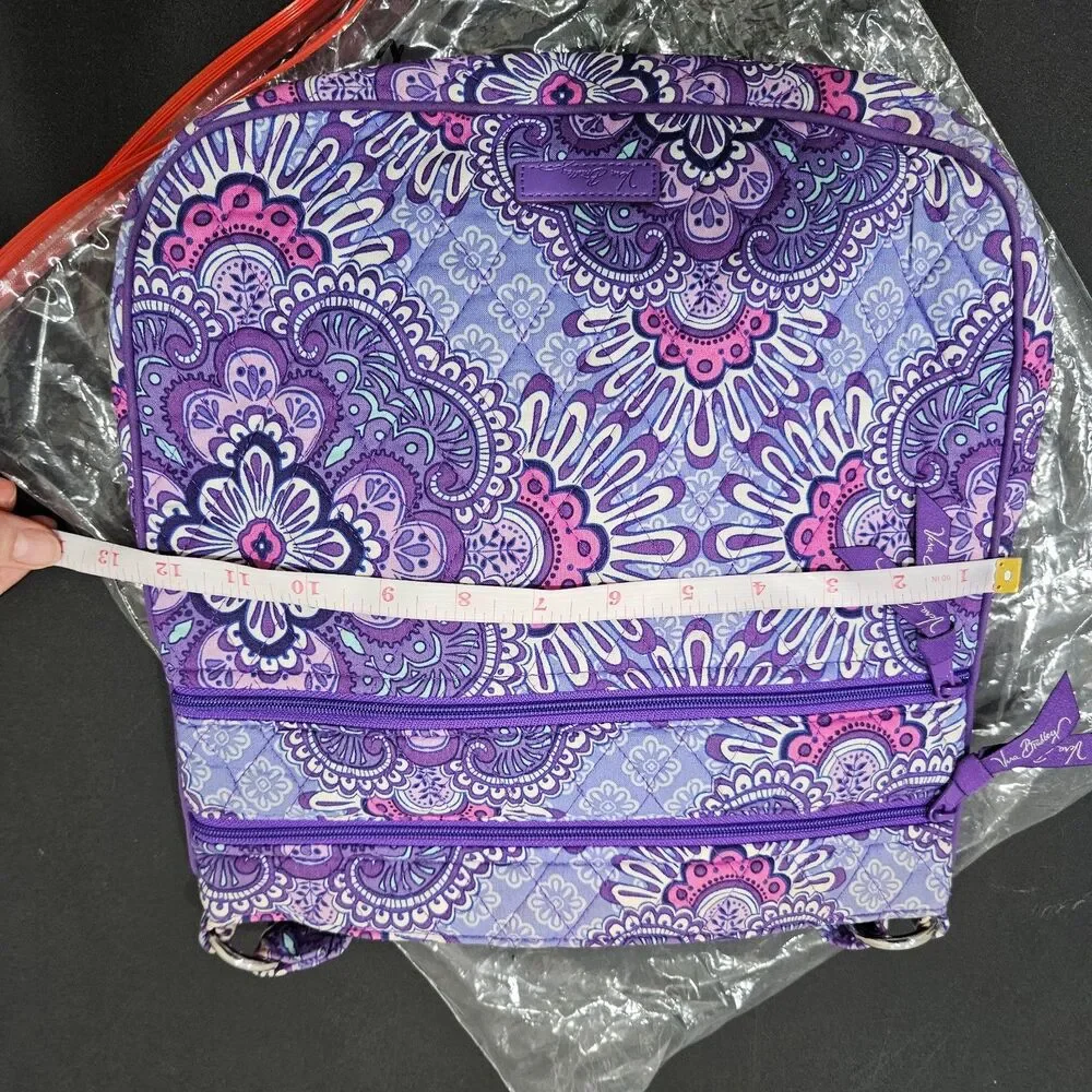 Vera Bradley Iconic Triple Zip Hipster Crossbody Bag Regal Rosette Purple Boho